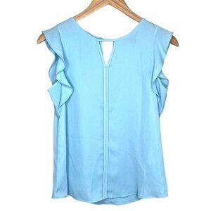 Banana republic factory key hole ruffle sleeveless chiffon dress blouse xs